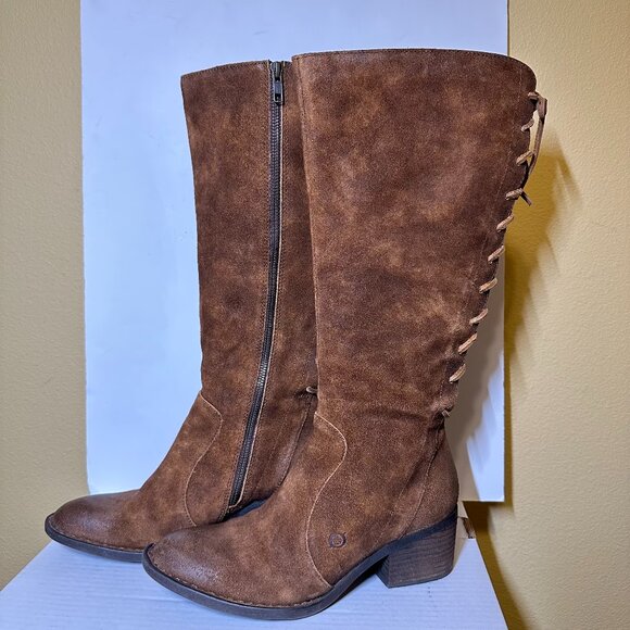 New Born Azurite Womens Sz 8.5M Knee High Boots, Brown Rust Suede Leather F11926 - Picture 1 of 14